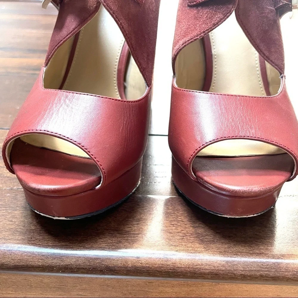 Michael Michael Kors Suede and Leather Thick Heel Pumps Size 8 - Picture 8 of 8